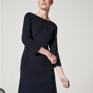 SPANX Classic Navy Long Sleeve Shift Dress Size M